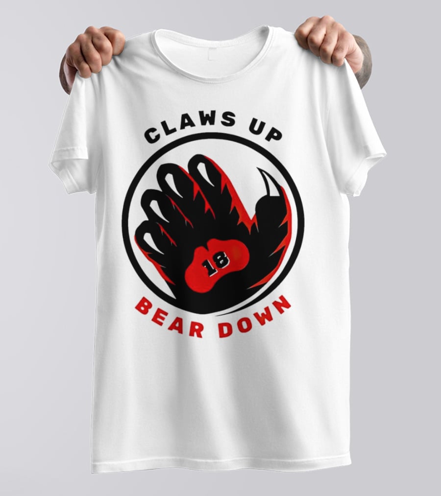 Claws Up Bear Down 18 Caleb Williams Chicago Bears T-Shirt