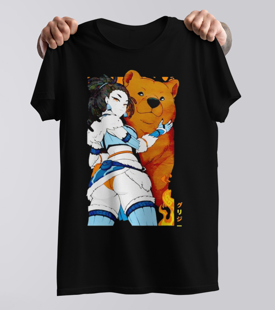 Grizzy X Gsupps Waifu Collab Anime Bear Fire T-Shirt