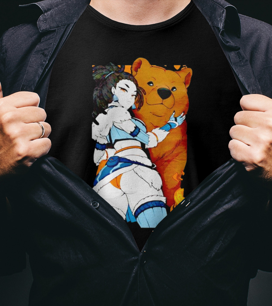 Grizzy X Gsupps Waifu Collab Anime Bear Fire T-Shirt