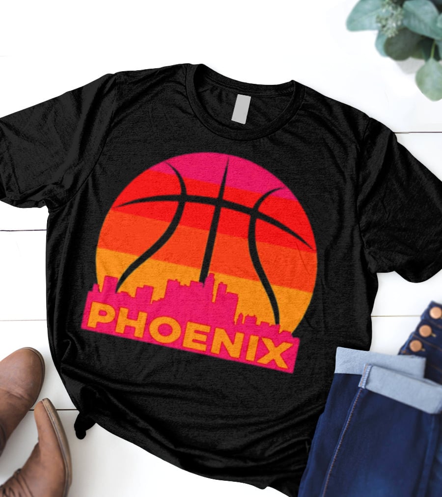 Phoenix Suns Sunset Basketball Skyline T-Shirt