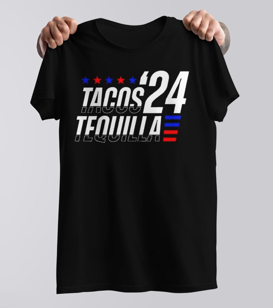 Tacos Tequila 24 Stars Red Blue T-Shirt