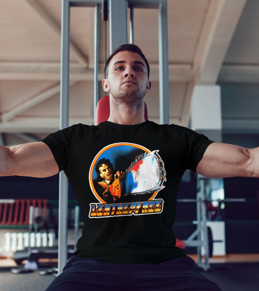 Texas Chainsaw Massacre Leatherface Vintage Horror Chrome Chainsaw T-Shirt