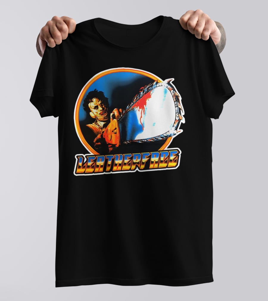 Texas Chainsaw Massacre Leatherface Vintage Horror Chrome Chainsaw T-Shirt