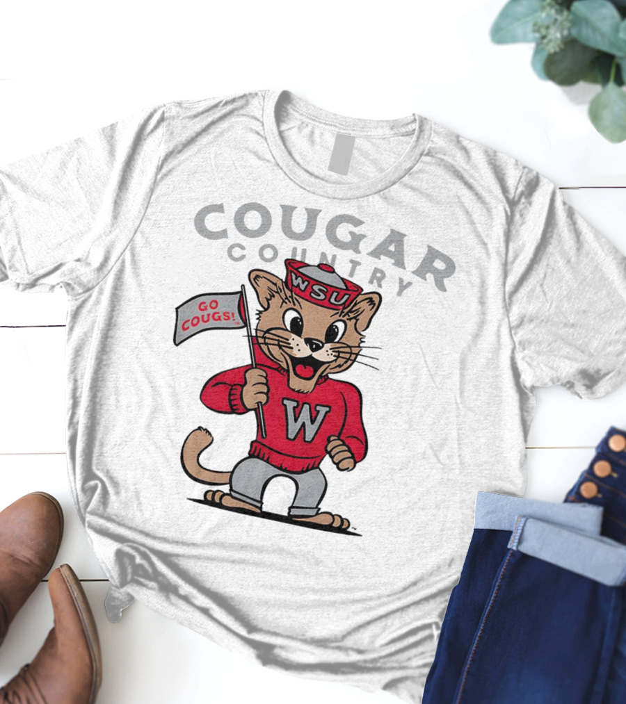 WSU Cougar Football Cougar Country Go Cougs Mascot T-Shirt