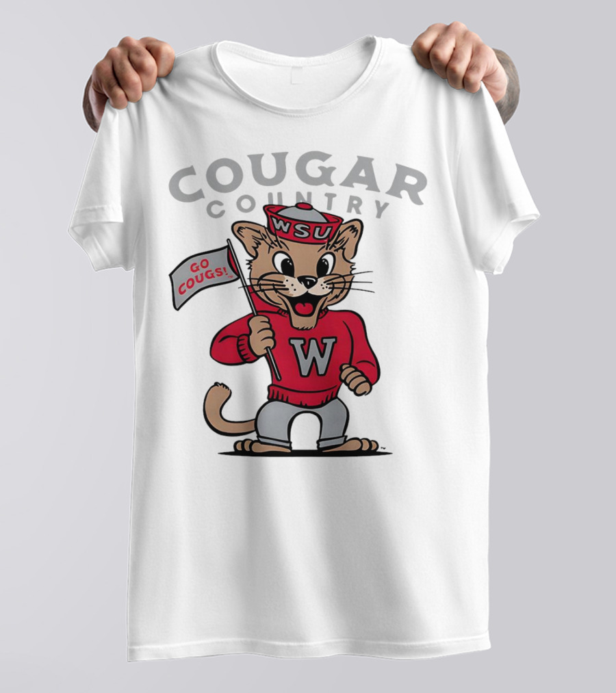 WSU Cougar Football Cougar Country Go Cougs Mascot T-Shirt
