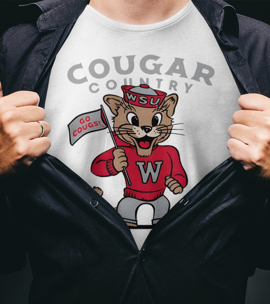 WSU Cougar Football Cougar Country Go Cougs Mascot T-Shirt