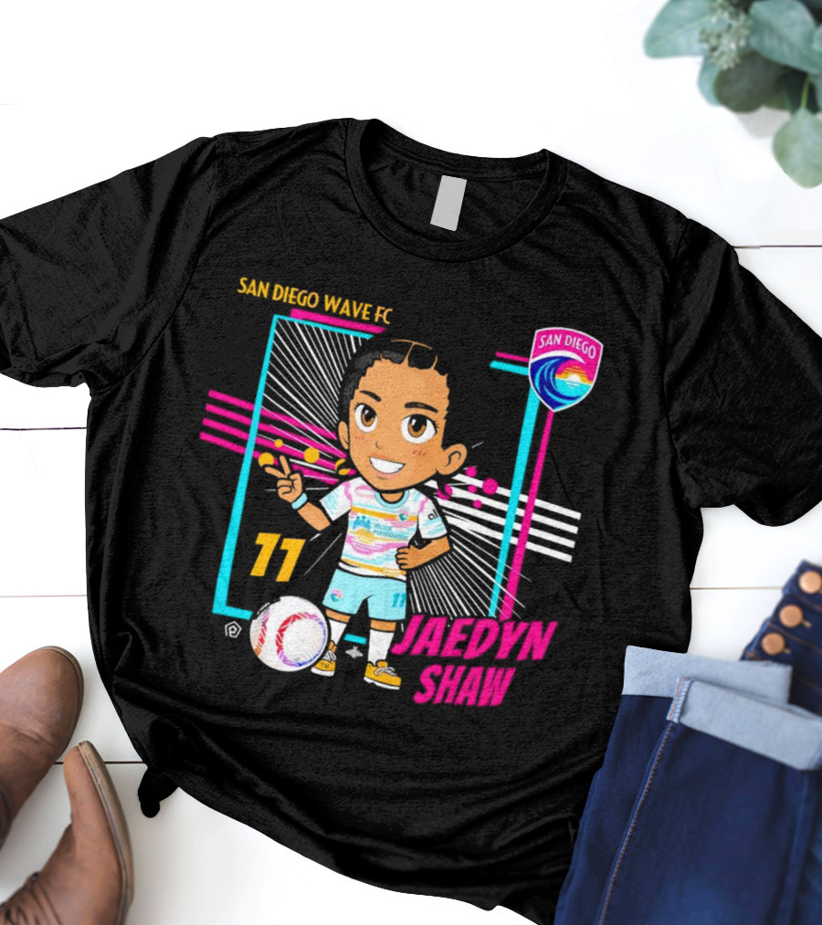 San Diego Wave FC Jaedyn Shaw 11 Chibi Soccer Player With Team Badge T-Shirt