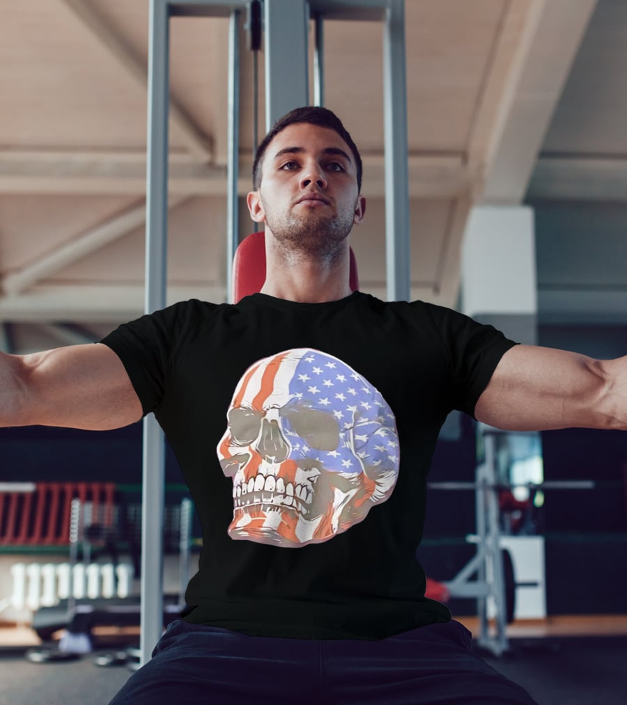 Skull With American Flag T-Shirt