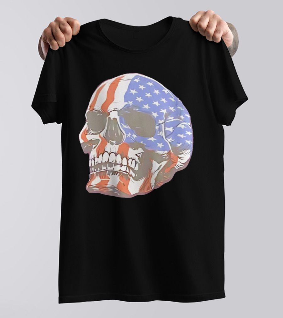 Skull With American Flag T-Shirt