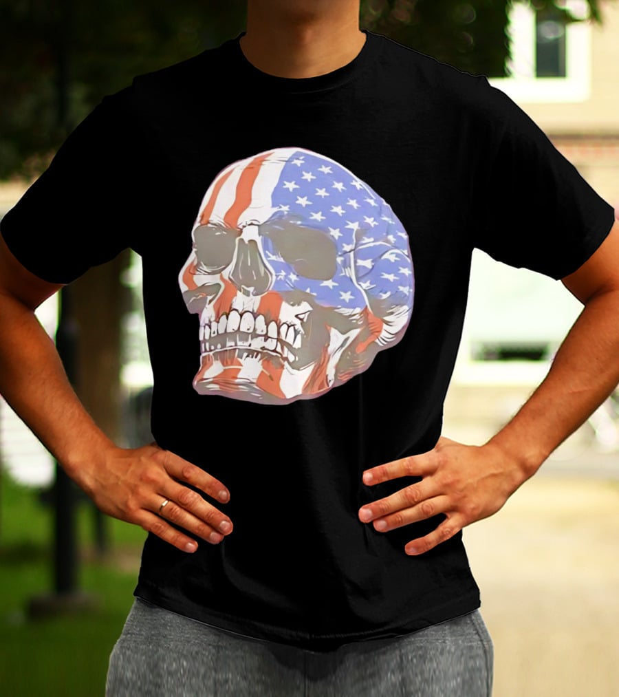Skull With American Flag T-Shirt