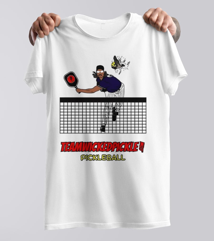 TEAMWICKEDPICKLE.COM Pickleball Player Action Scene T-Shirt