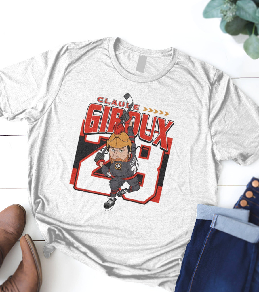 Claude Giroux Ottawa Senators Hockey Caricature Number 28 T-Shirt