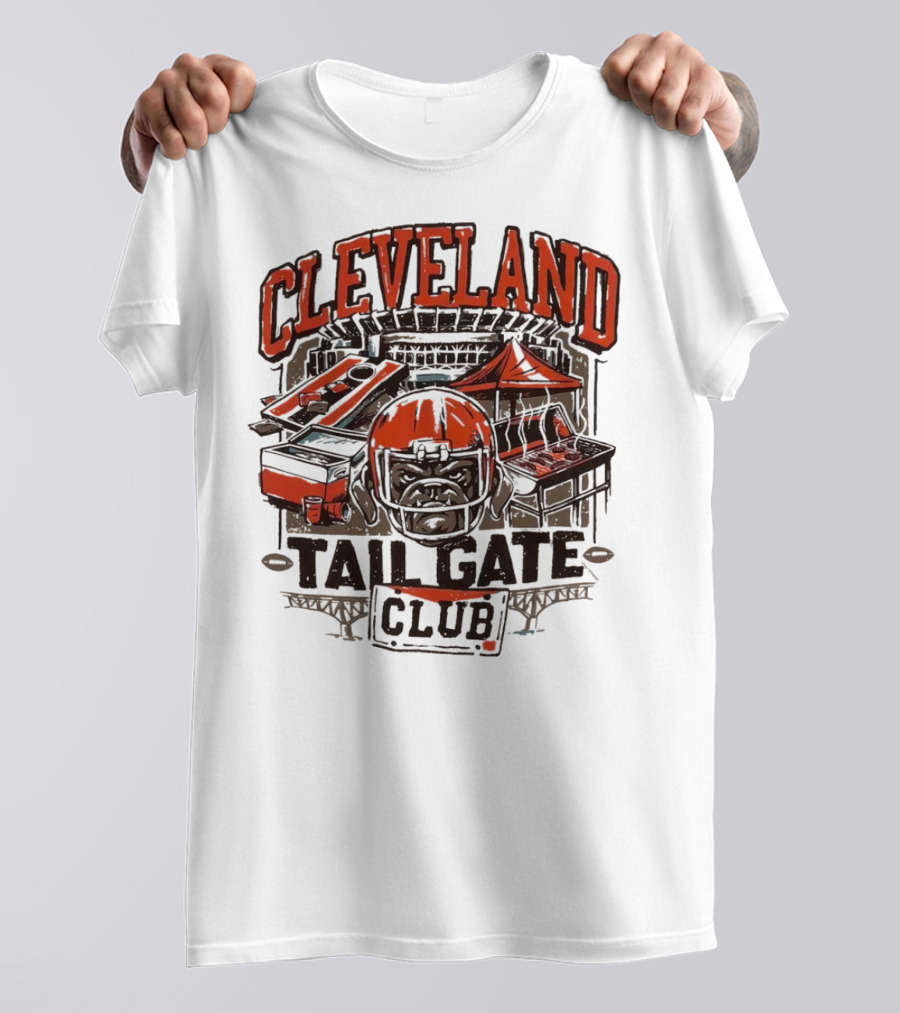 Cleveland Browns Tailgate Club Stadium Cornhole Helmet Grill T-Shirt