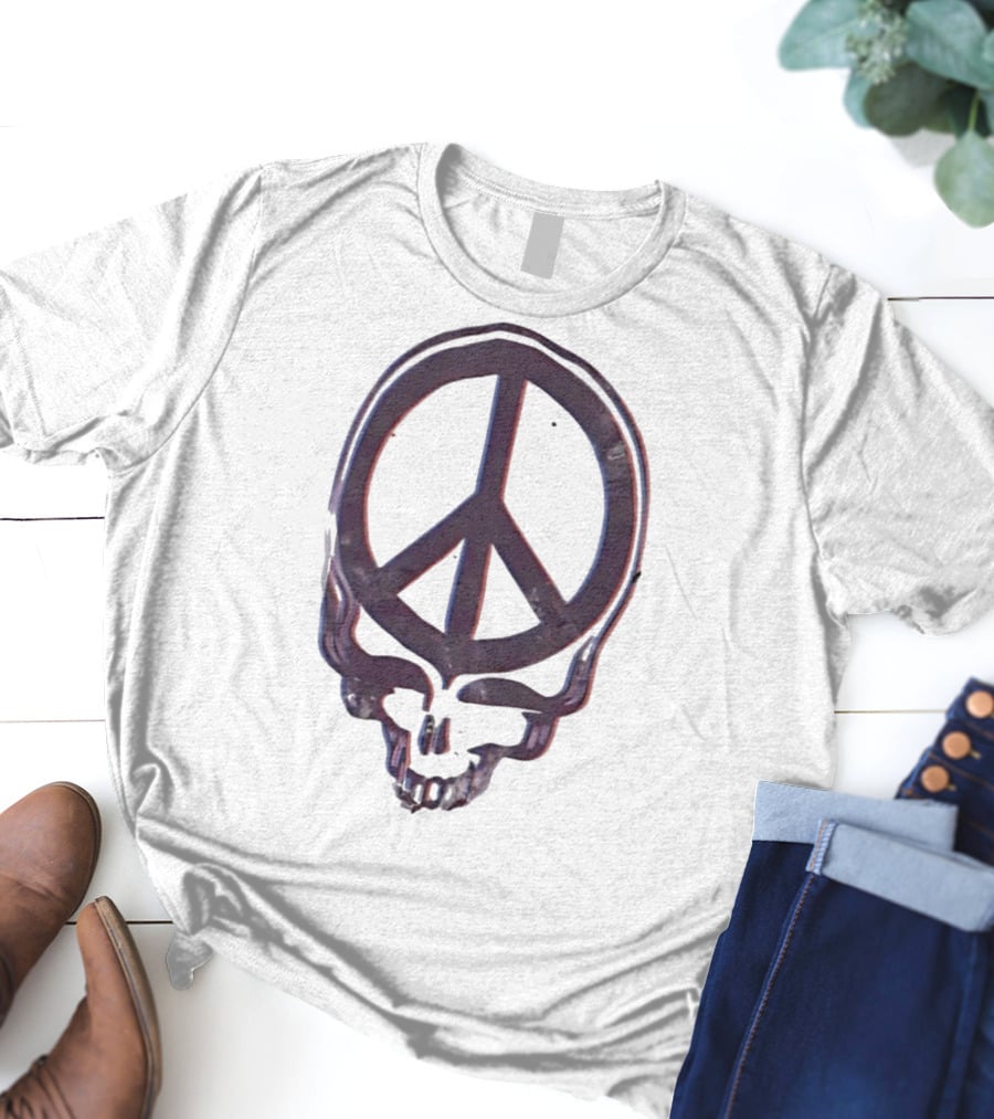 Peace Symbol Within Grateful Dead Skull T-Shirt