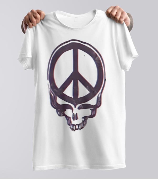 Peace Symbol Within Grateful Dead Skull T-Shirt