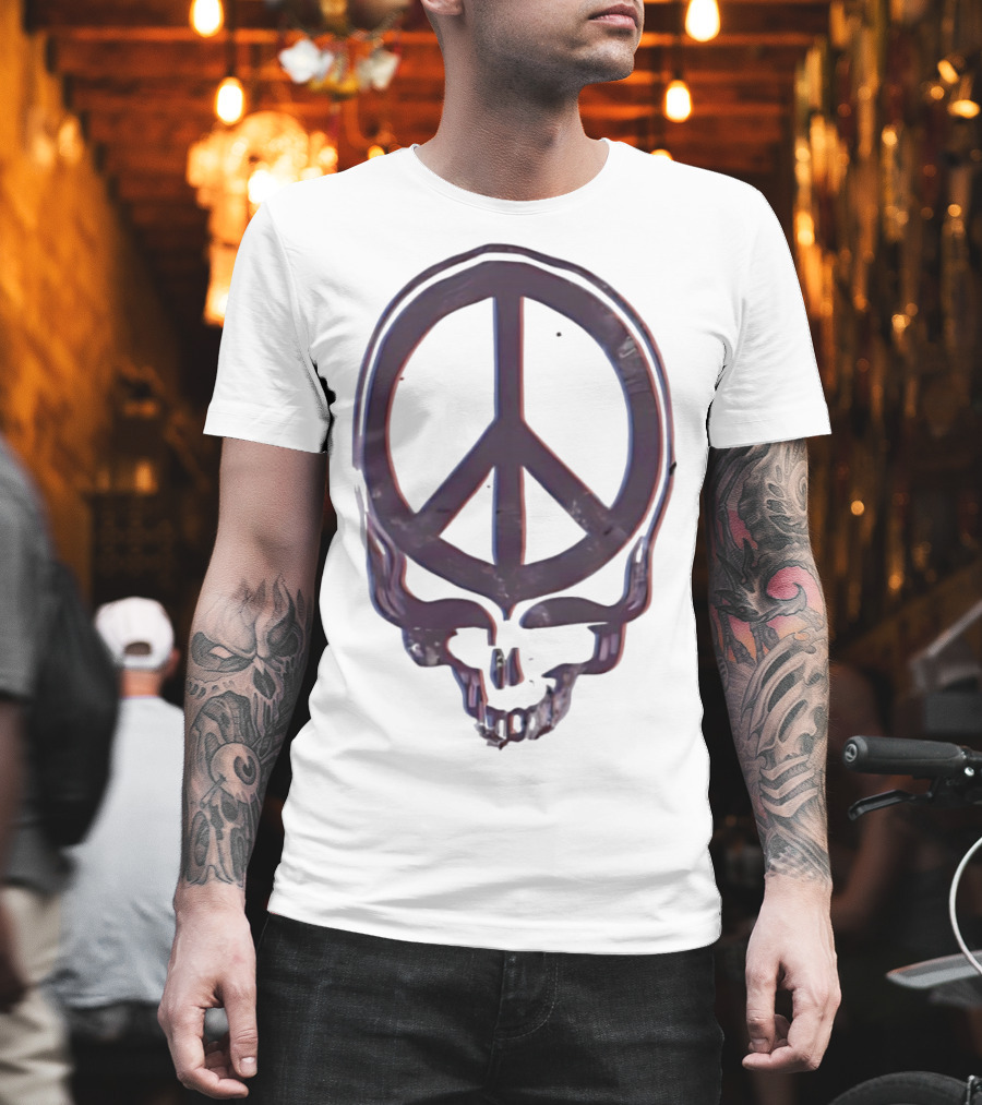Peace Symbol Within Grateful Dead Skull T-Shirt