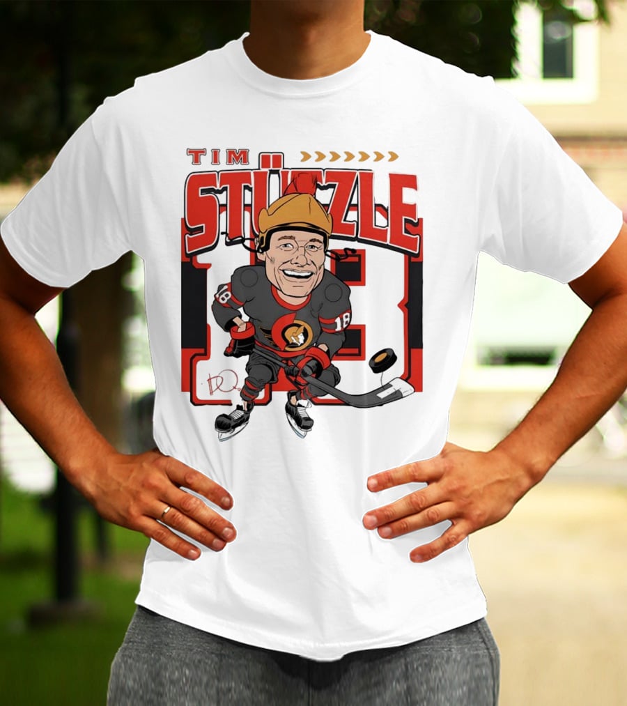 Tim Stützle Ottawa Senators Hockey Number 18 Caricature T-Shirt