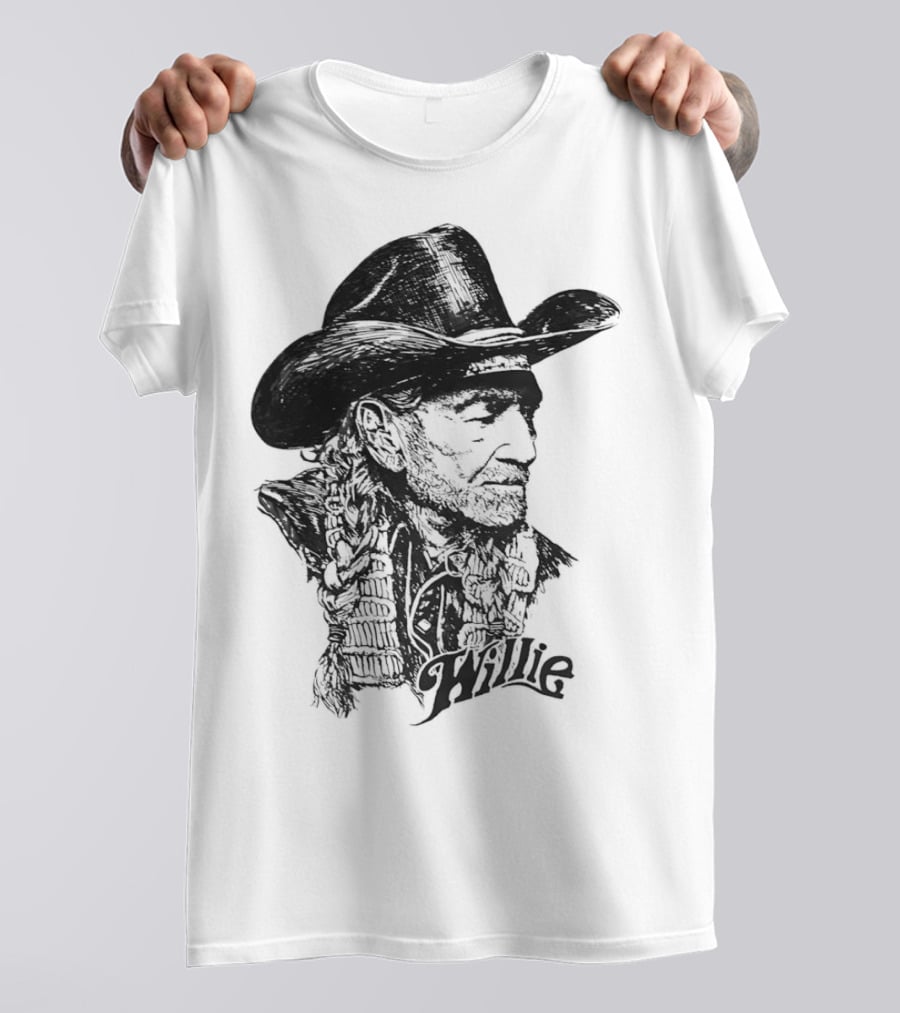 Willie Nelson Cowboy Hat Braid Classic Sketch T-Shirt