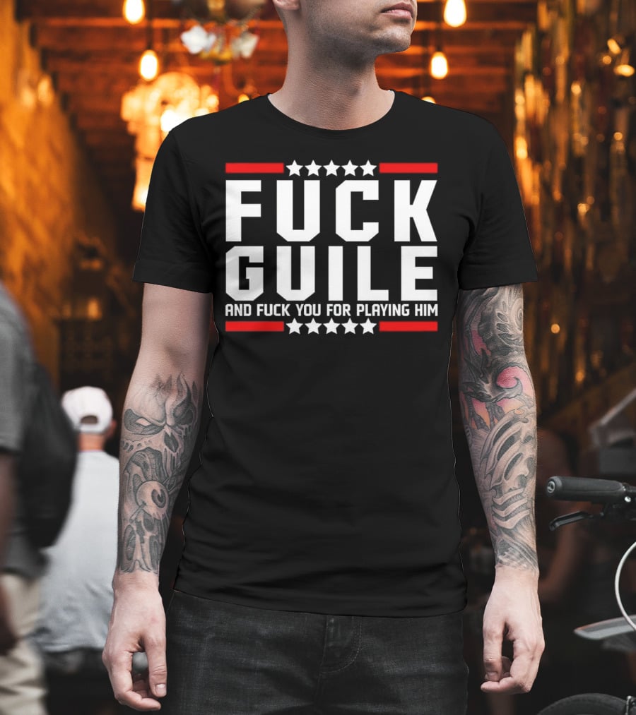 Fck Guile And Fck You For Playing Him Star Pattern Red Stripes T-Shirt