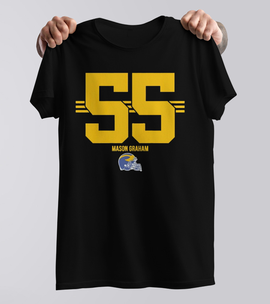 Michigan Wolverines Football Mason Graham 55 Helmet T-Shirt