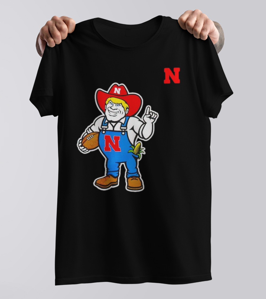 Nebraska Cornhuskers Mascot Holding Football With Corn And N T-Shirt