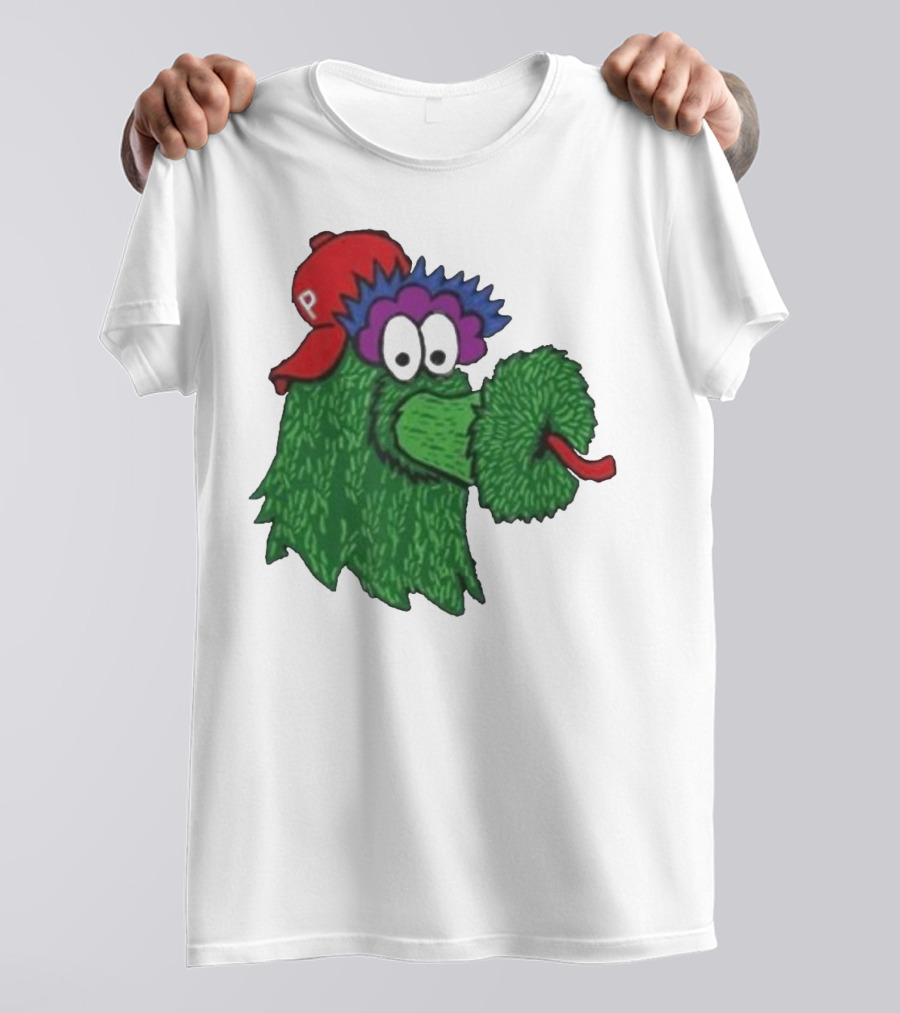 Phillie Phanatic Mascot Philadelphia Phillies Green Creature Red Cap T-Shirt