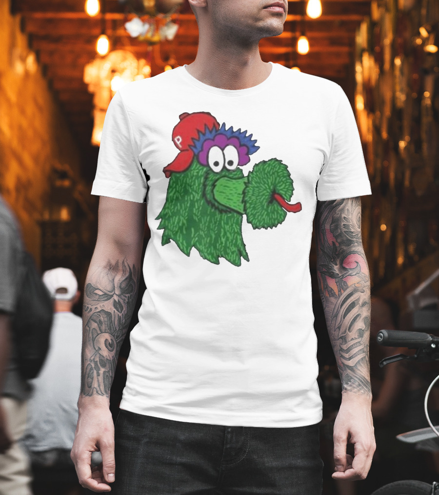 Phillie Phanatic Mascot Philadelphia Phillies Green Creature Red Cap T-Shirt