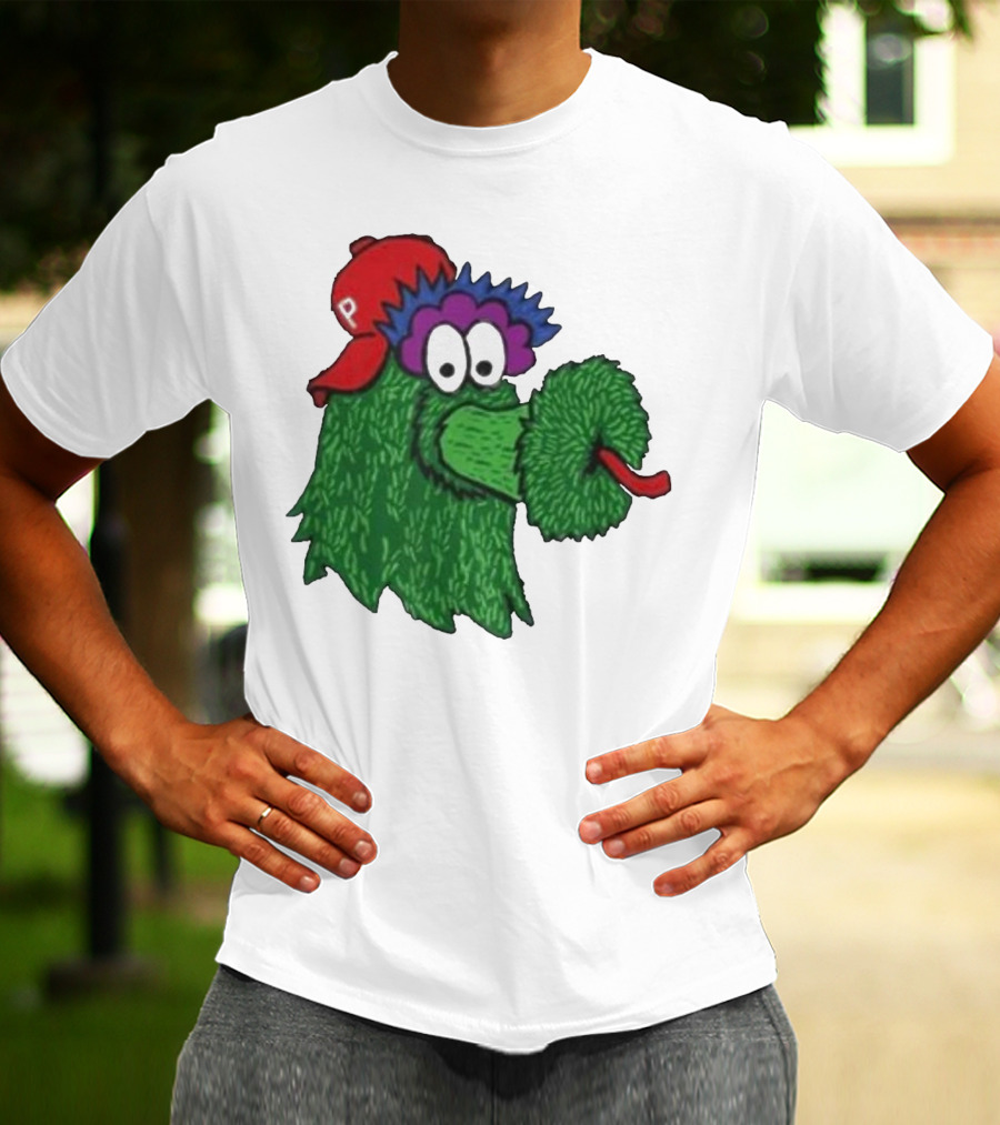 Phillie Phanatic Mascot Philadelphia Phillies Green Creature Red Cap T-Shirt