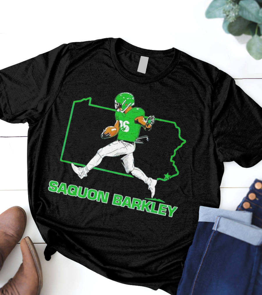 Saquon Barkley Running Back Pennsylvania Outline Star Player T-Shirt