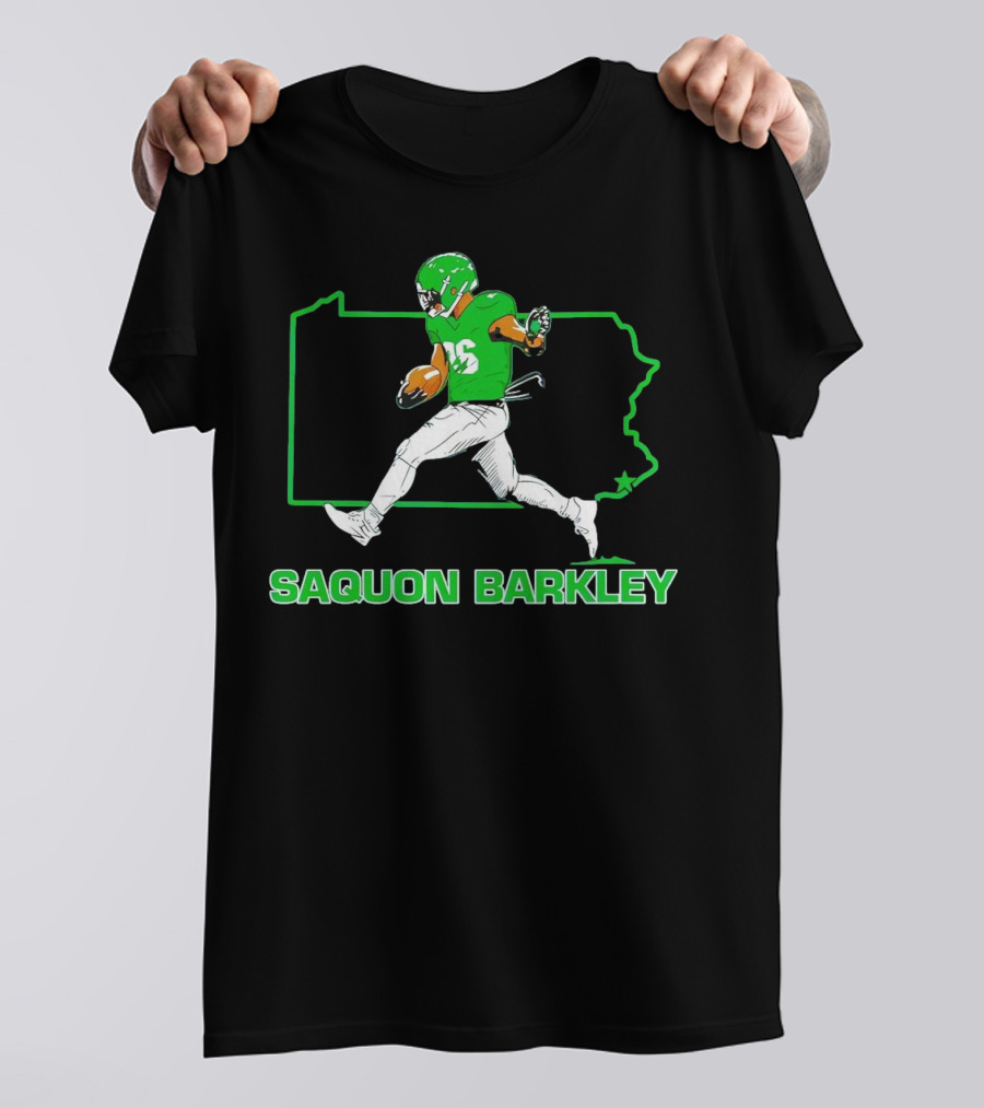 Saquon Barkley Running Back Pennsylvania Outline Star Player T-Shirt