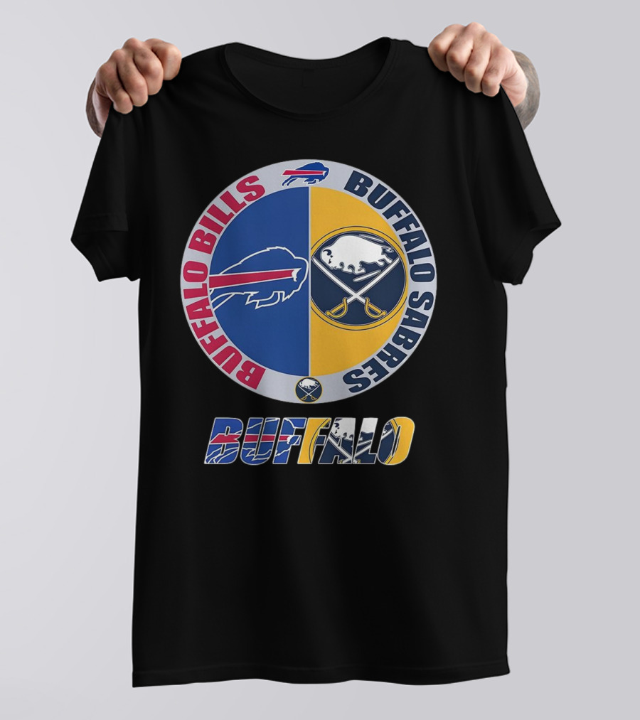 Buffalo Bills Buffalo Sabres Dual Logo Buffalo Text T-Shirt