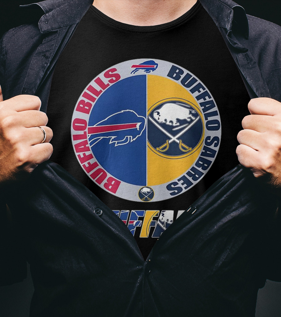 Buffalo Bills Buffalo Sabres Dual Logo Buffalo Text T-Shirt