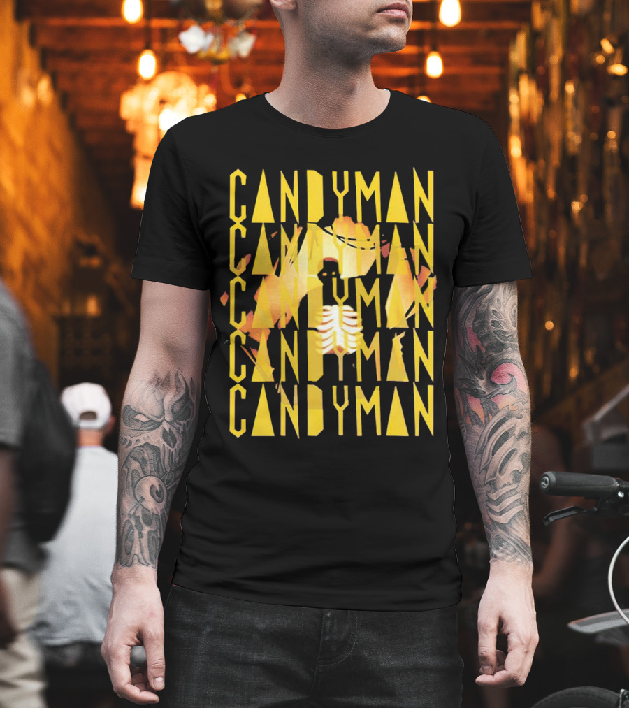 Candyman Movie Typography With Honeycomb And Ribcage T-Shirt