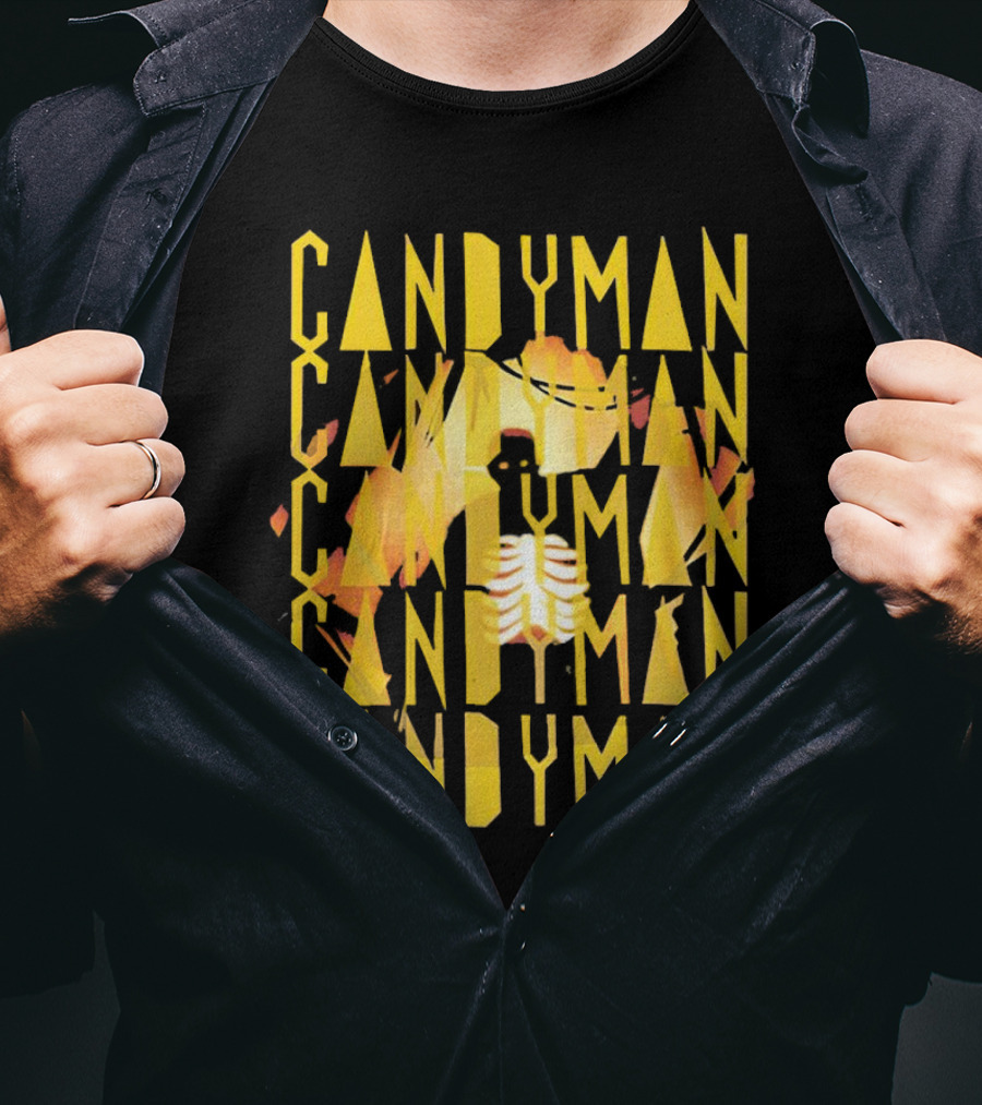 Candyman Movie Typography With Honeycomb And Ribcage T-Shirt