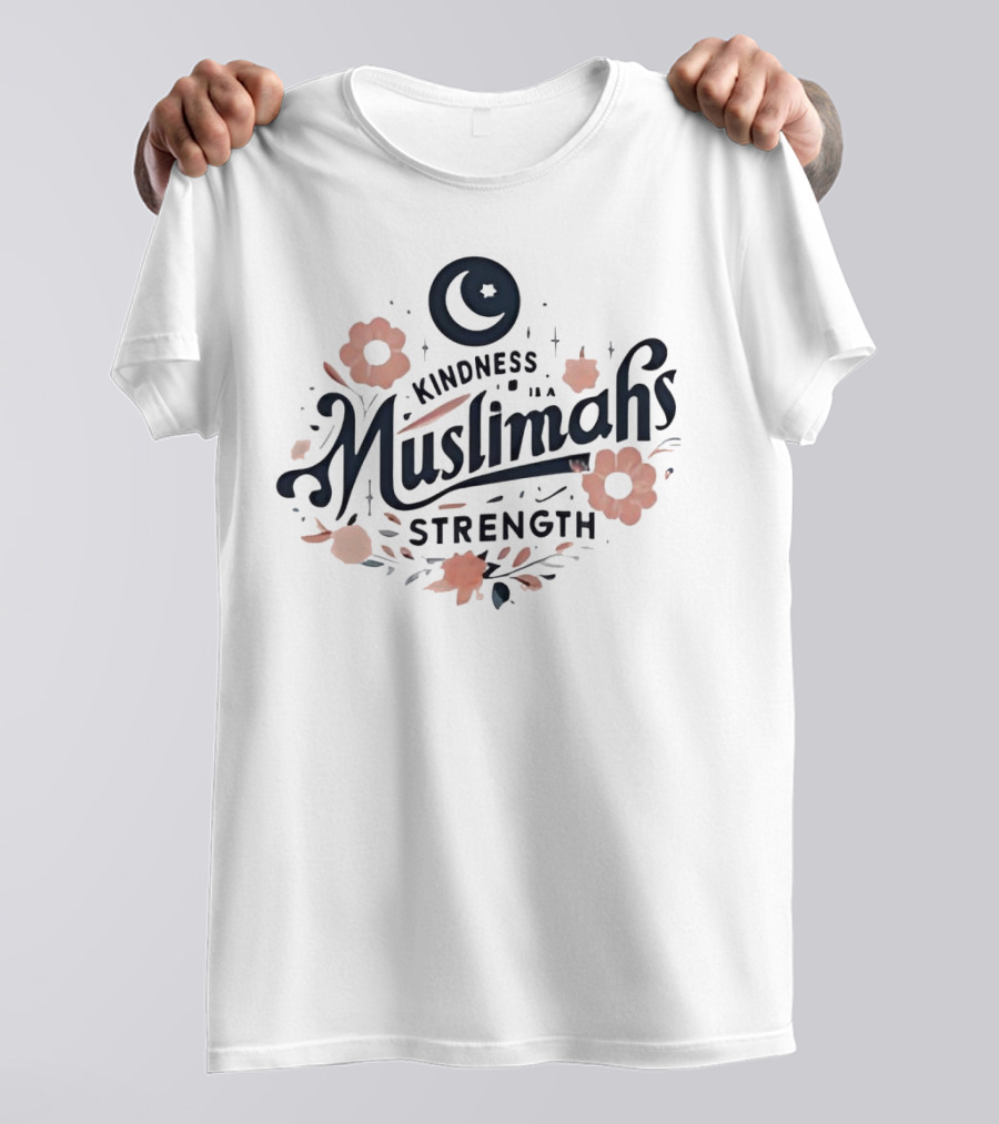 Kindness Muslimahs Strength Moon Floral Elements T-Shirt