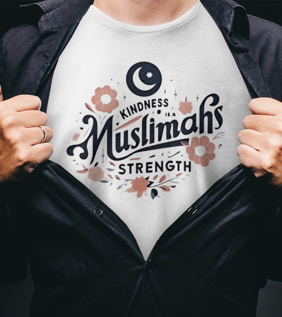 Kindness Muslimahs Strength Moon Floral Elements T-Shirt