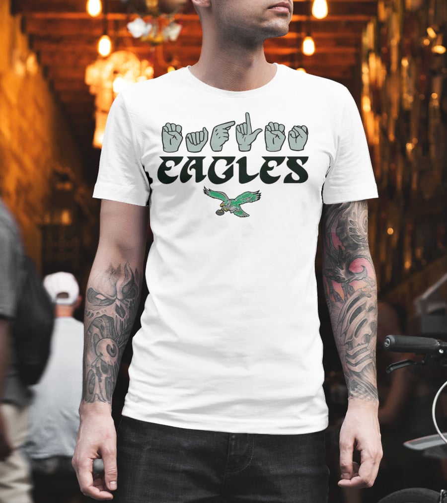 Philadelphia Eagles Love Sign ASL Hand Sign With Flying Eagle T-Shirt