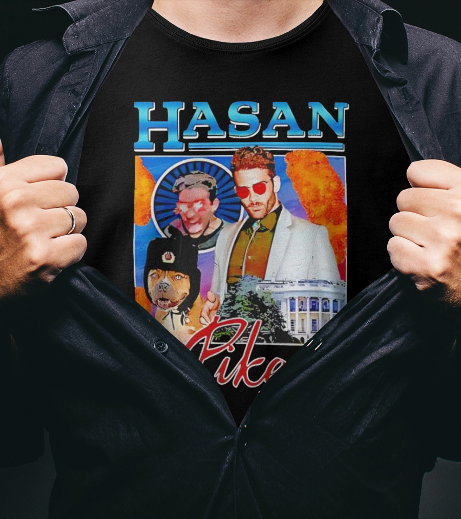 HASAN Piker Sunglasses Red Laser Eyes White House Dog T-Shirt