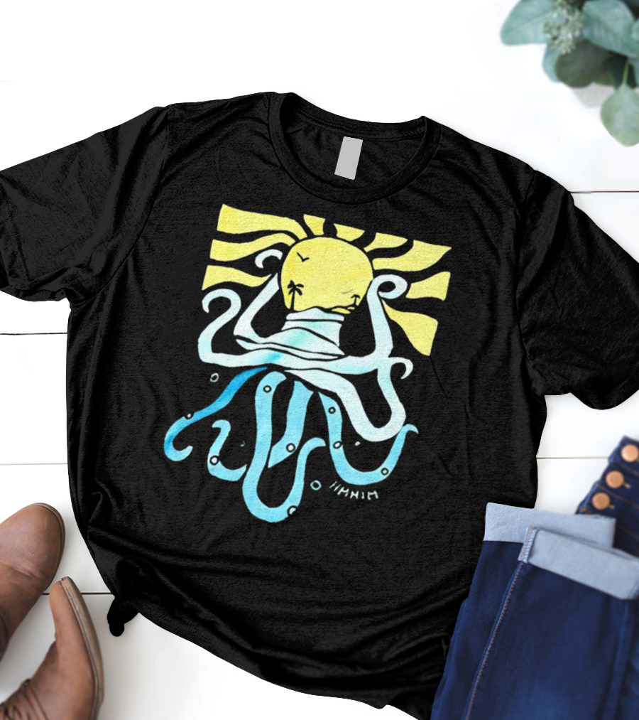 Mark Hoppus Octopus Sun Wave Palm Ocean Scene T-Shirt