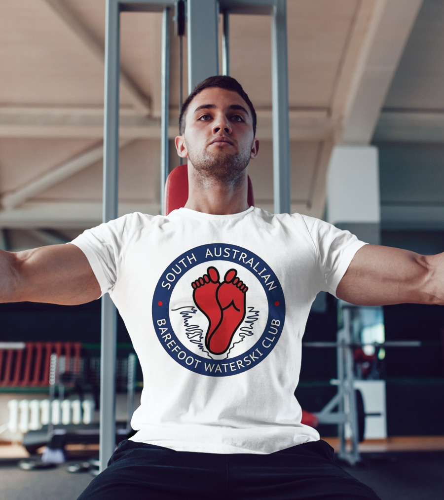 South Australian Barefoot Waterski Club Red Feet Logo Emblem T-Shirt