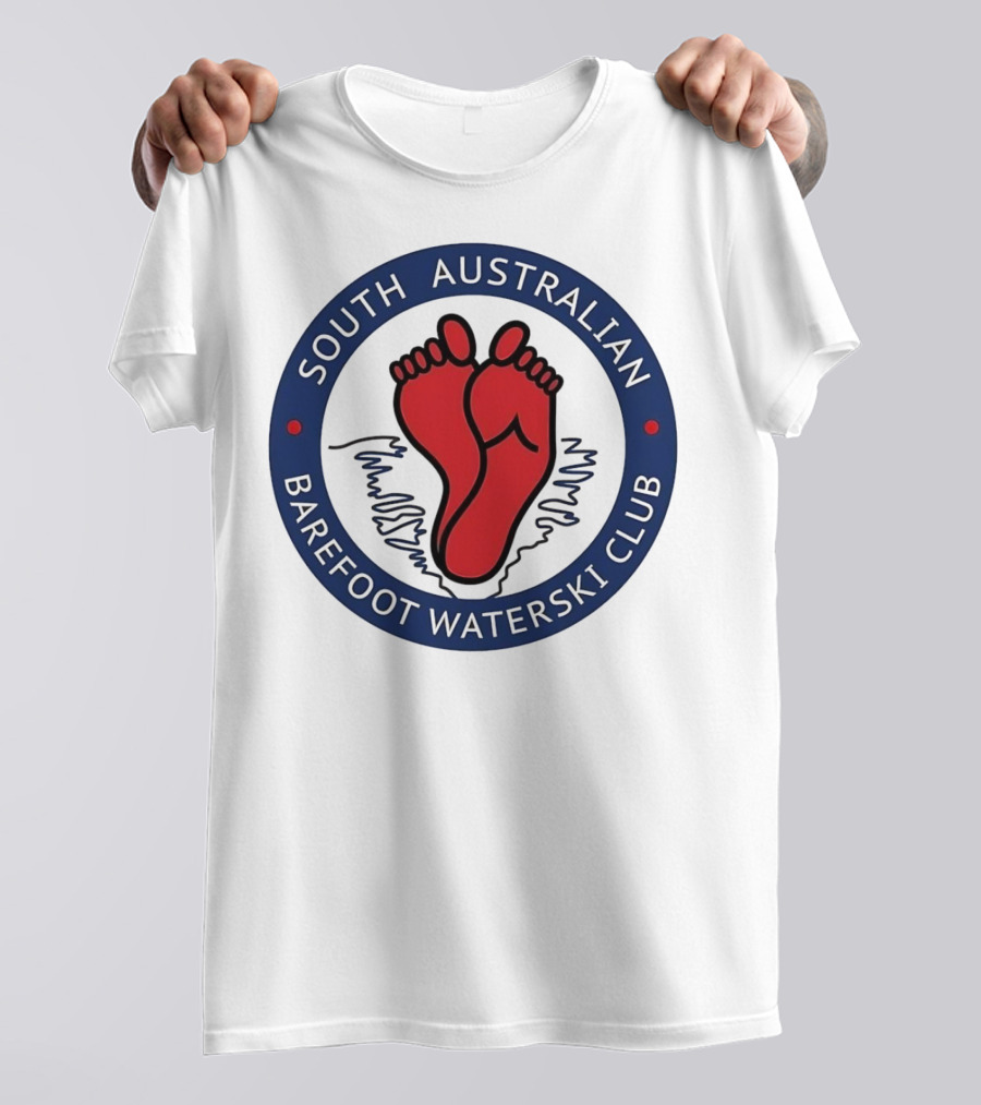 South Australian Barefoot Waterski Club Red Feet Logo Emblem T-Shirt