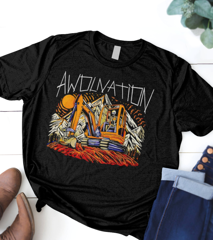 AWOLNATION Skeleton Excavator Mountains T-Shirt