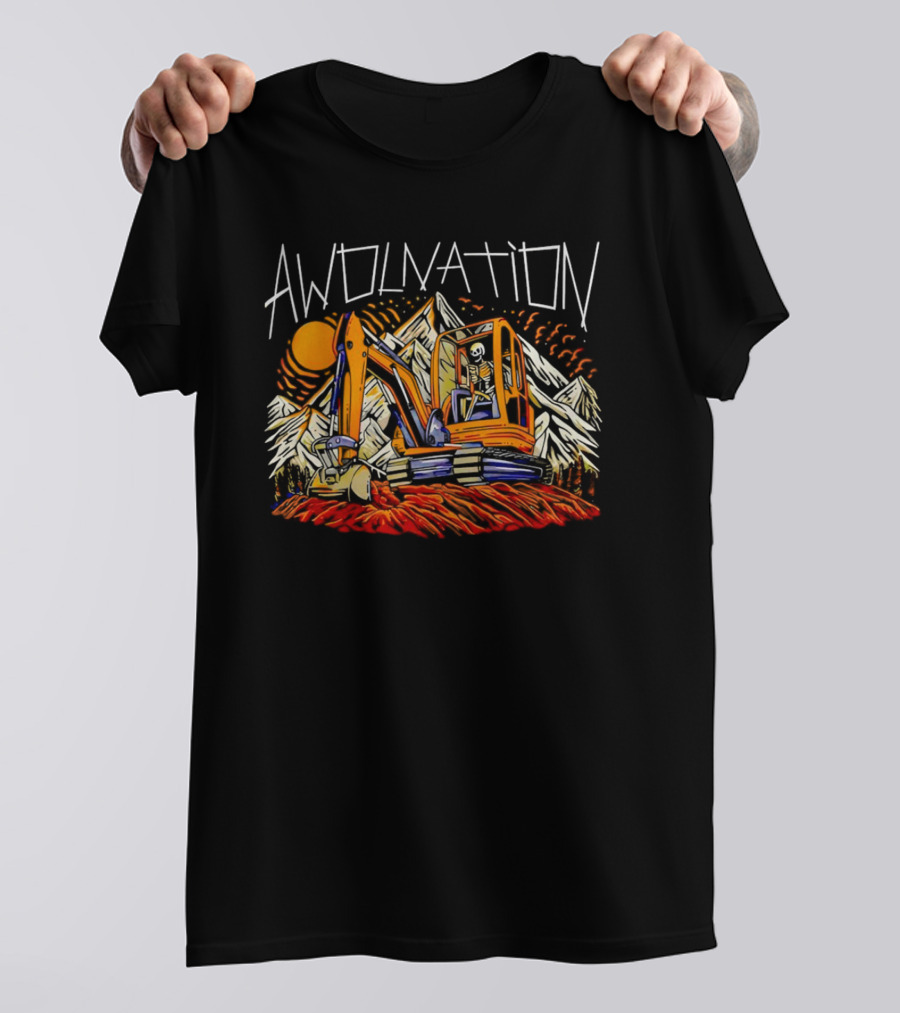 AWOLNATION Skeleton Excavator Mountains T-Shirt