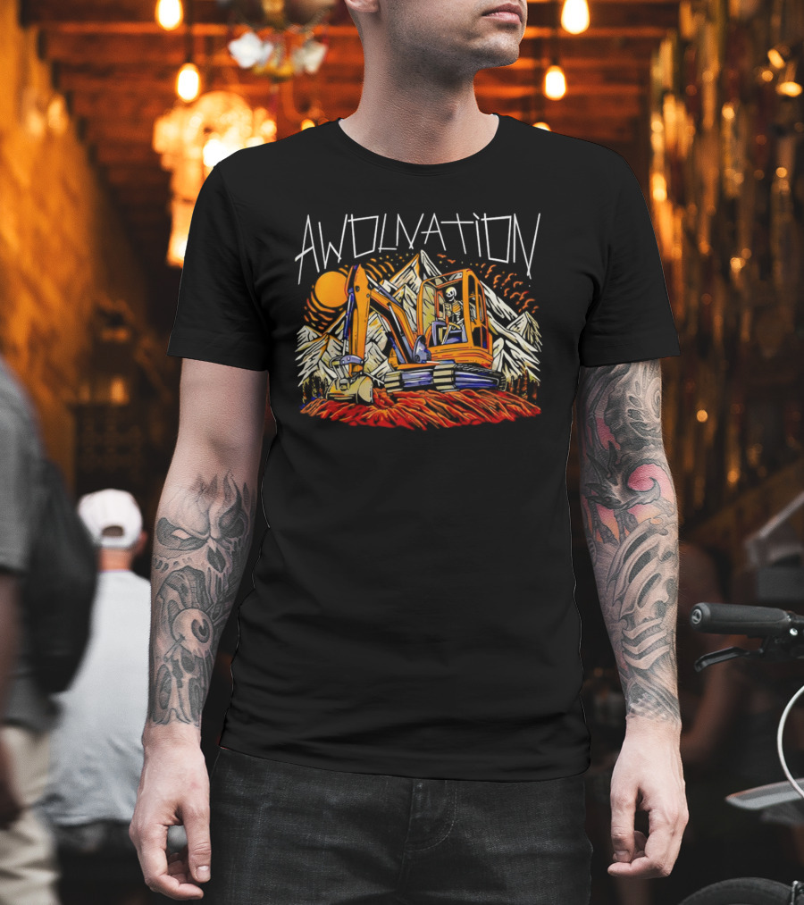 AWOLNATION Skeleton Excavator Mountains T-Shirt