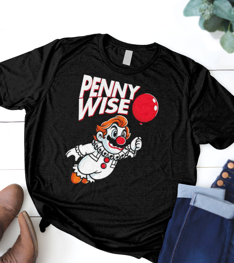Pennywise Mario Mashup With Red Balloon T-Shirt