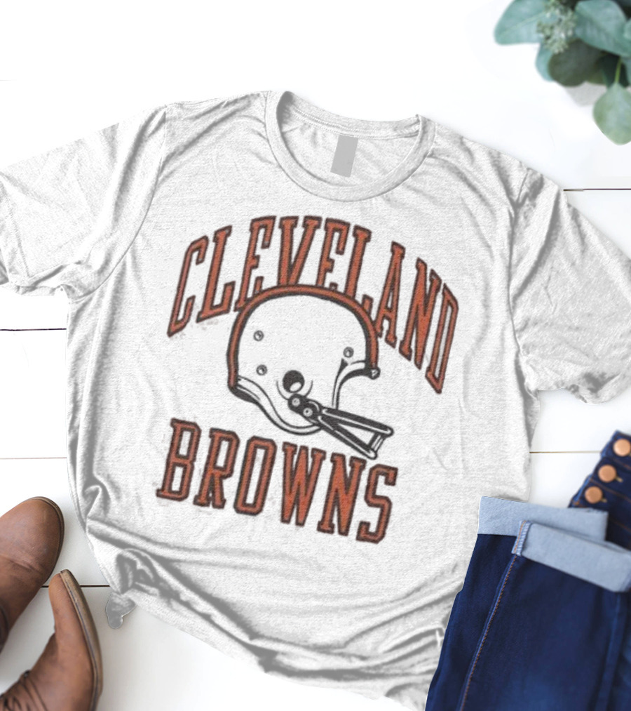 Cleveland Browns Helmet Icon White Black T-Shirt