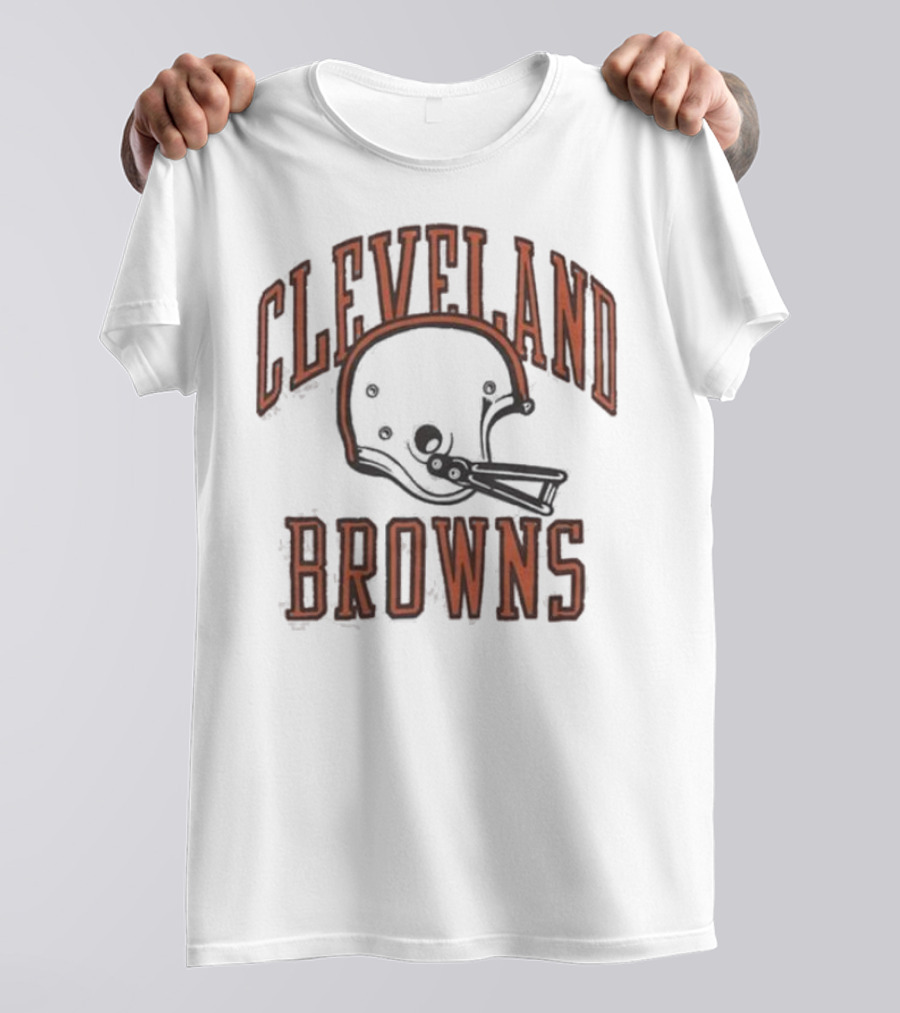Cleveland Browns Helmet Icon White Black T-Shirt