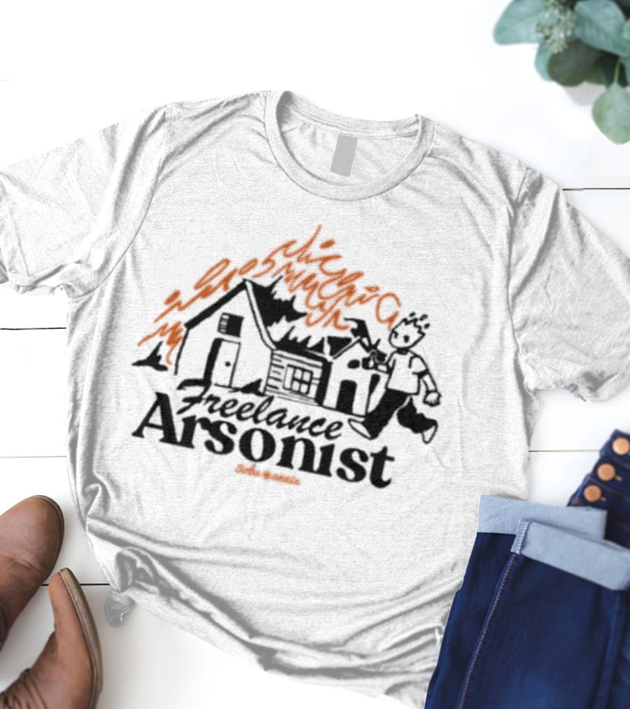 Freelance Arsonist So Sannix Burning Houses Cartoon T-Shirt