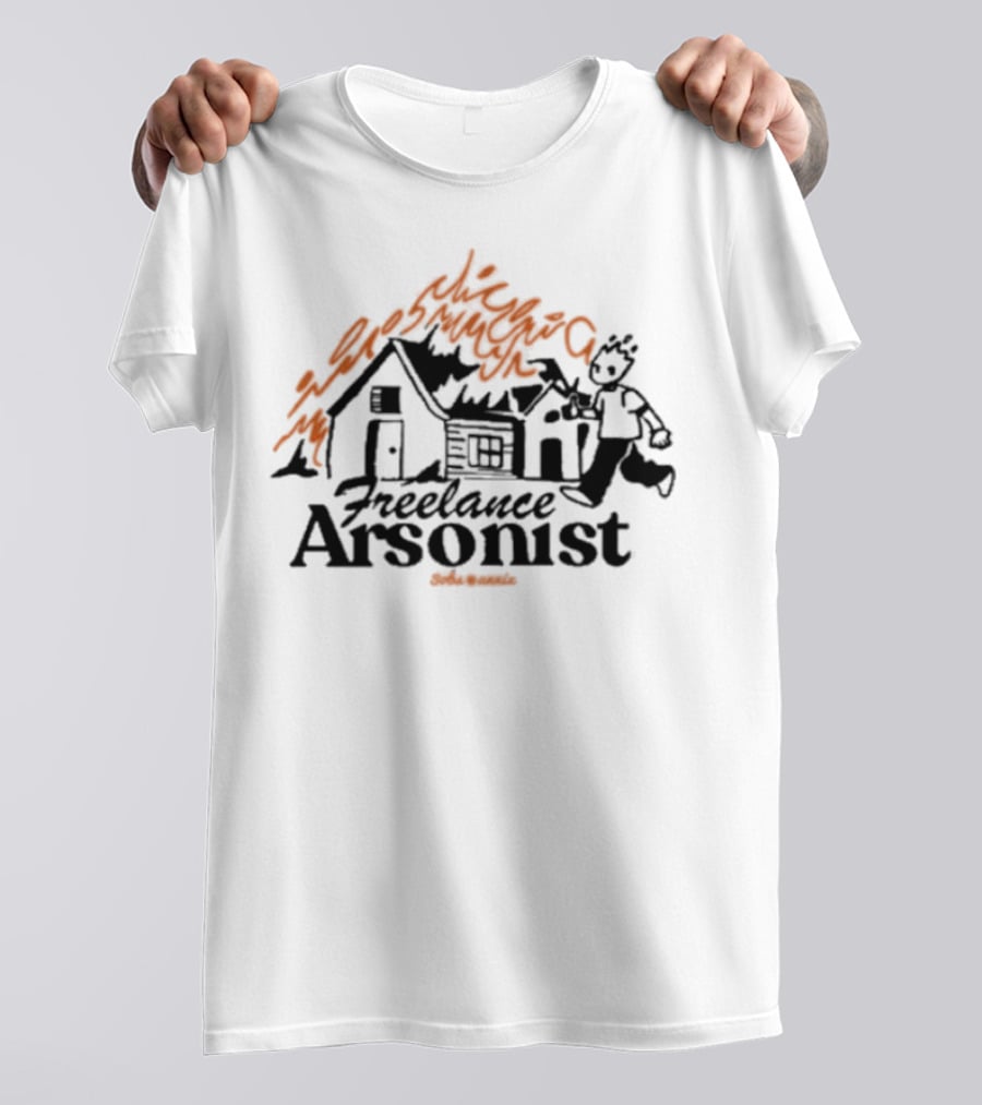 Freelance Arsonist So Sannix Burning Houses Cartoon T-Shirt