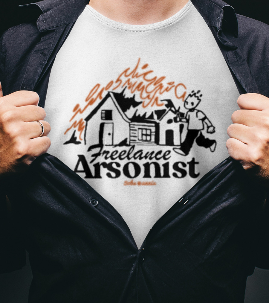 Freelance Arsonist So Sannix Burning Houses Cartoon T-Shirt